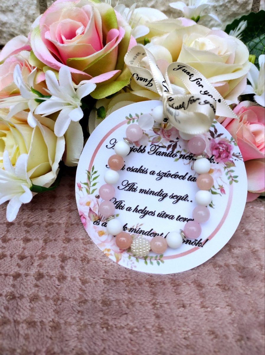 Ballagási köszönő ajándék- rózsaszín karkötő